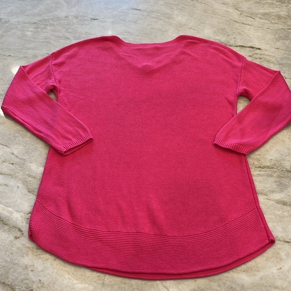 NEW Talbots | Hot Pink V-Neck Knit‎ Tunic Sweater | Petite Small (SP) - Picture 5 of 7
